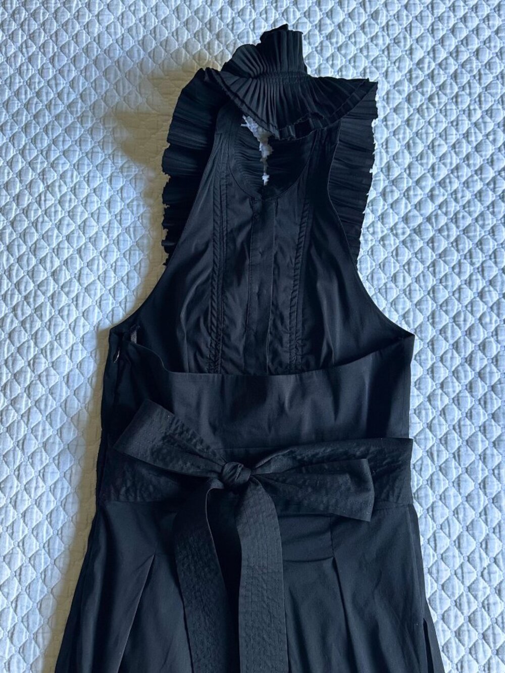 BCBGMAXAZRIA Dress Black Ruffle Halter Mini Pleated Cocktail Dress Size 0 - Picture 5 of 8